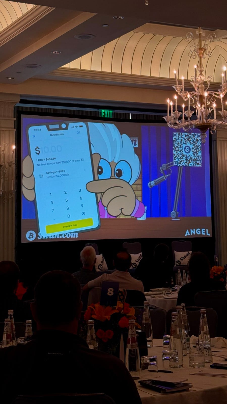 The Swan app presented on a conference screen